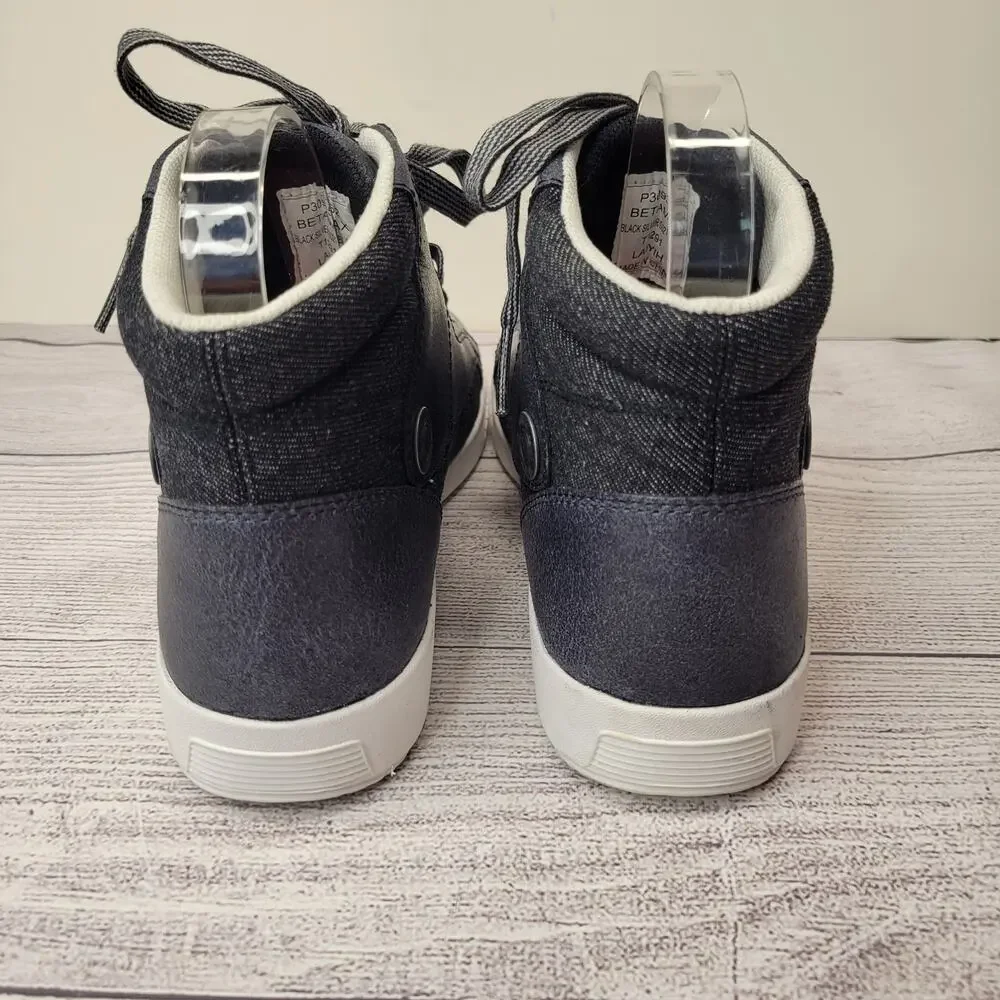 CAT Betamax Black Silver High Top Lace Up Sneaker, EUC, 7